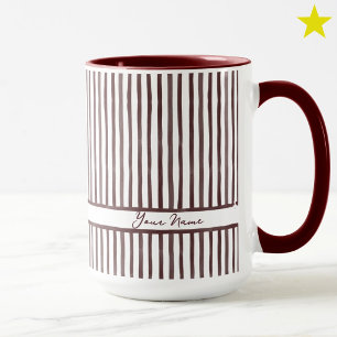 Taza Rayas de Acuarela Granate Minimalista Nombre Perso