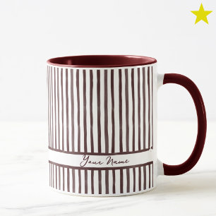 Taza Rayas de Acuarela Granate Minimalista Nombre Perso