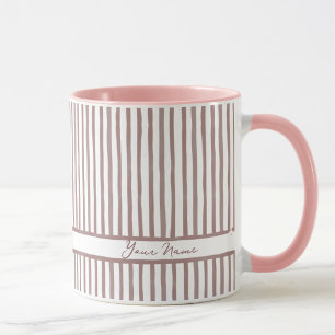 Taza Rayas de Acuarela Rosa Minimalista Nombre Personal