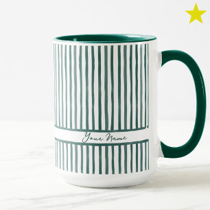 Taza Rayas de Acuarela Verde Turquesa de Moda con Nombr