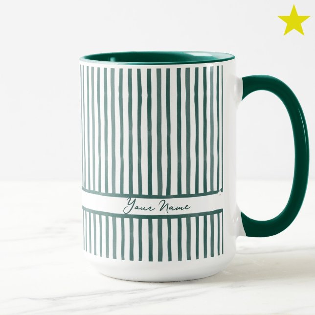 Taza Rayas de Acuarela Verde Turquesa de Moda con Nombr (Subido por el creador)