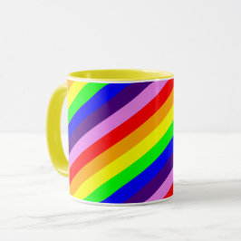 Taza Rayas de Arcoíris en Diagonal Clásicas Brillantes 