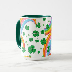 Taza Rayas de Arcoíris y Tréboles Sin Costuras Afortuna