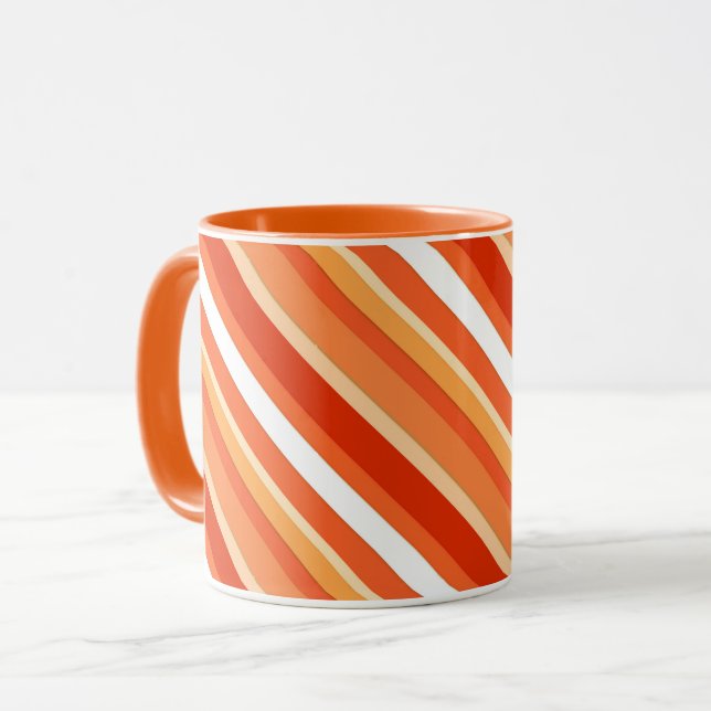 Taza Rayas de caramelos estratificadas - naranja y blan (Anverso izquierdo)