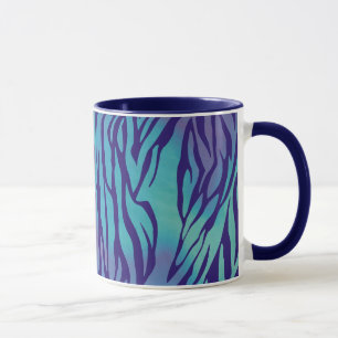 Taza Rayas de cebra azules y moradas