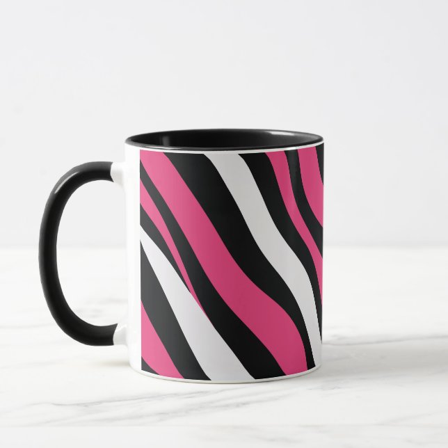 Taza Rayas de cebra rosa y negra (Izquierda)