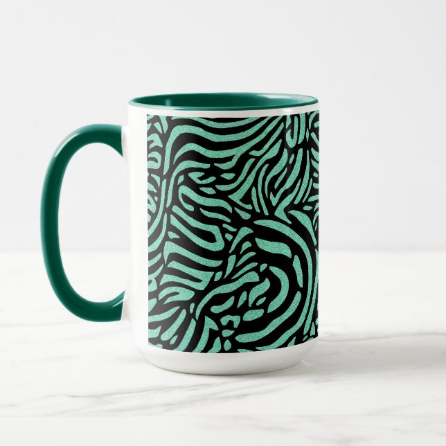 Taza Rayas de cebra verde-Verde azuladas (Izquierda)