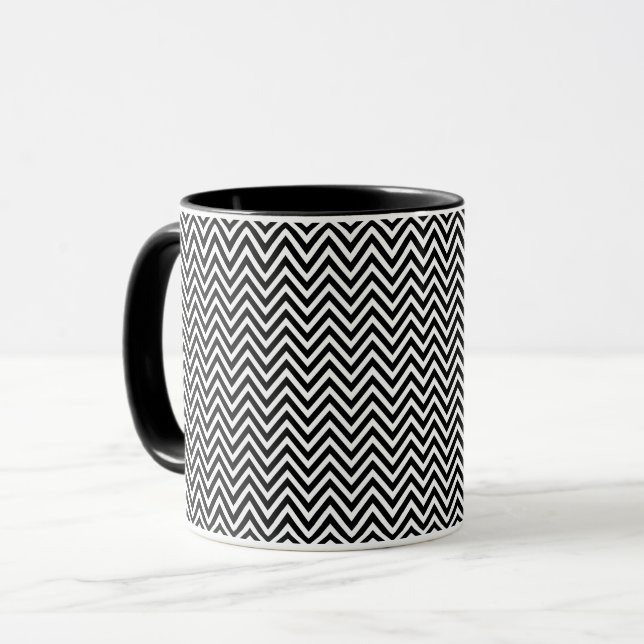 Taza Rayas de Chevron blancas y negras (Anverso izquierdo)