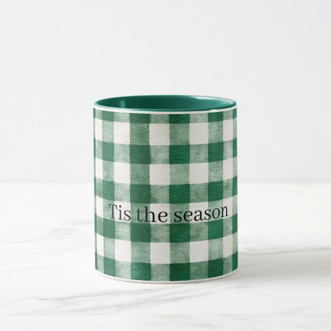 Taza Rayas de Cuadro Verde de Navidad (Centro)