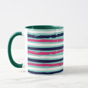 Taza Rayas de pintura rosa verde y azul