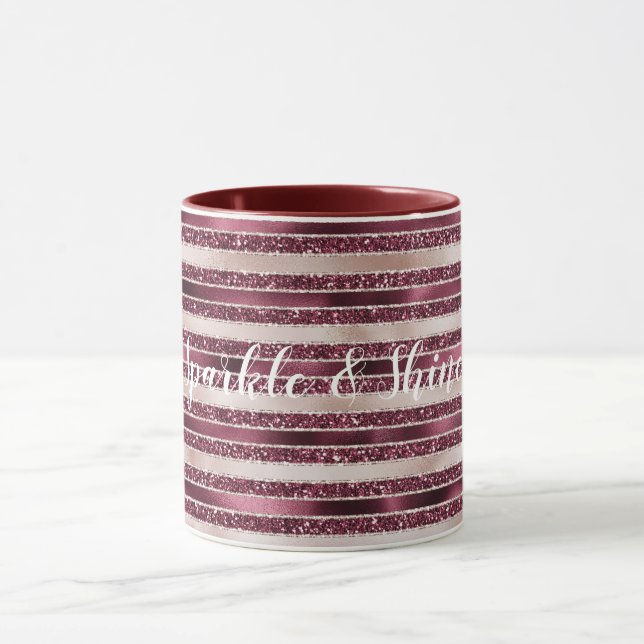 Taza Rayas de Purpurina Rosa Rosa Rosada de Rubor (Centro)