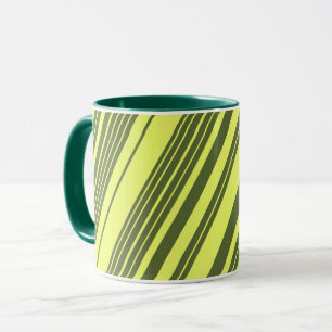 Taza Rayas de Verde Oliva y Amarillo Lima