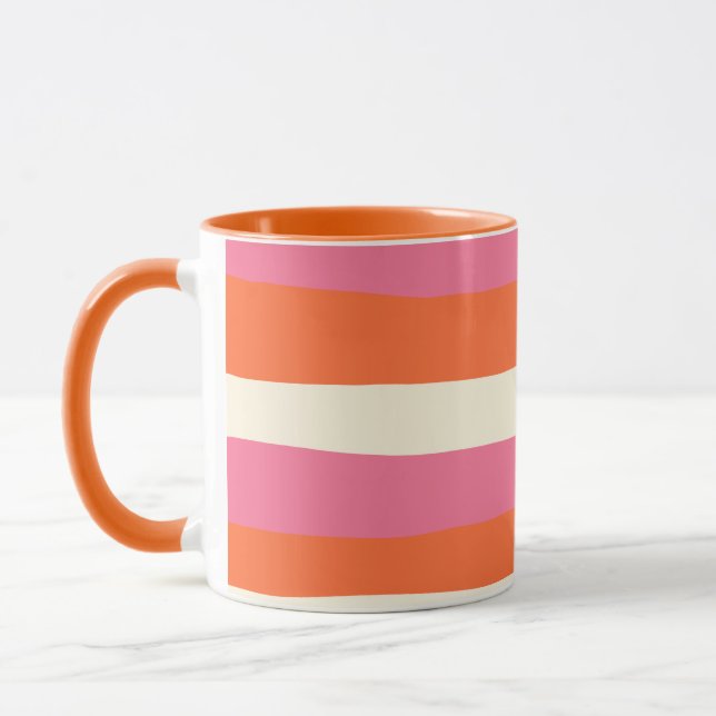 Taza Rayas desiguales - rosa, Naranja y crema (Izquierda)