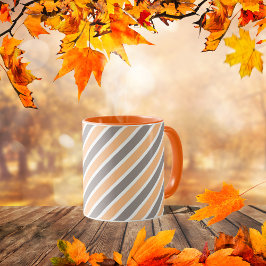 Taza Rayas diagonales grises naranjas