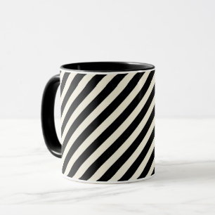 Taza Rayas diagonales monocromáticas elegantes en blanc