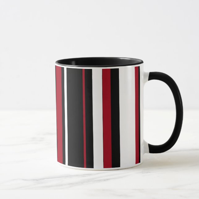 Taza Rayas en blanco y negro rojo (Derecha)