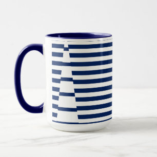 Taza Rayas en franjas en azul y blanco