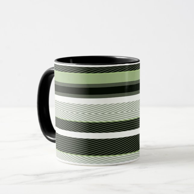 Taza Rayas grises, verdes, blancas. (Anverso izquierdo)