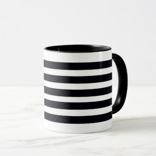 Taza Rayas modernas en blanco y negro café Tea Mug