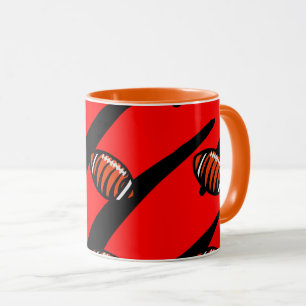 TAZA RAYAS NARANJAS Y NEGRAS