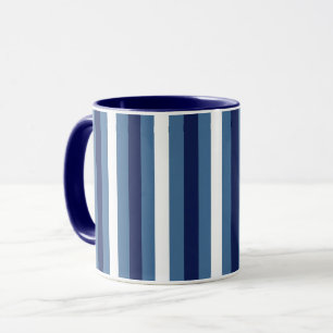 Taza Rayas Náuticas Azul Marino Azul Ahumado Blanco Cru