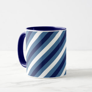 Taza Rayas Náuticas Azul Marino Azul Ahumado Blanco Cru