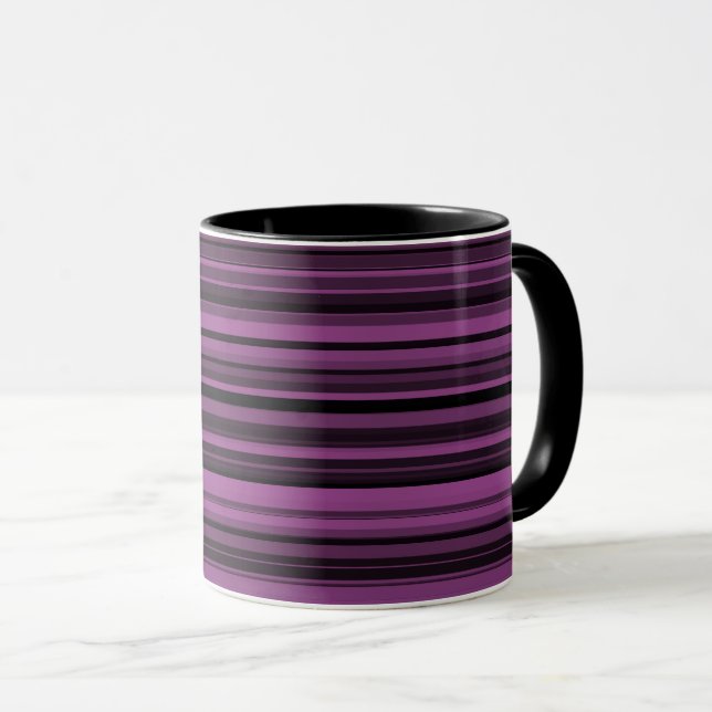 Taza Rayas Negras Moradas Abstractas (Anverso derecho)