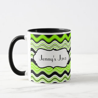 Taza Rayas onduladas blancas, negras y blancas