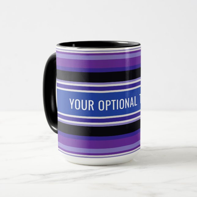 Taza Rayas Patrón personalizado de texto (Anverso izquierdo)