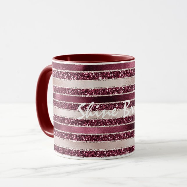 Taza Rayas Purpurinas de oro rosa rosa rosa rojo de Bor (Anverso izquierdo)