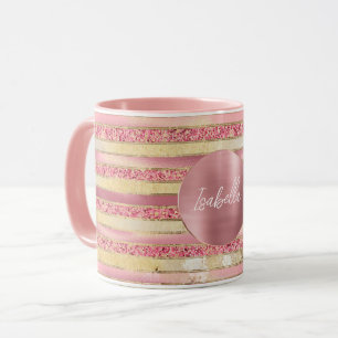 Taza Rayas Purpurinas Glam Pink Gold