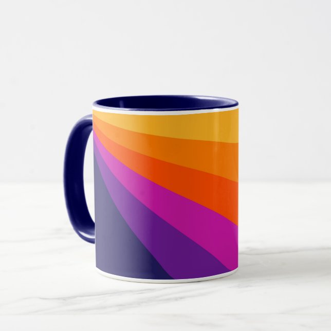 Taza Rayas retro diagonales púrpura y naranja (Anverso izquierdo)