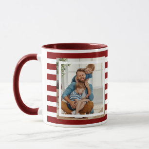 Taza Rayas rojas y blancas minimalistas modernas 2 foto