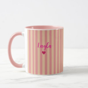 Taza Rayas rosadas regalo moderno personalizado con nom