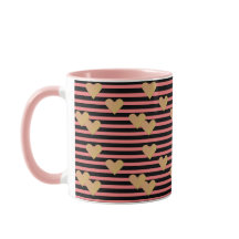 Rayas rosadas y negras Valentine Mug