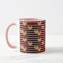 Rayas rosadas y negras Valentine Mug