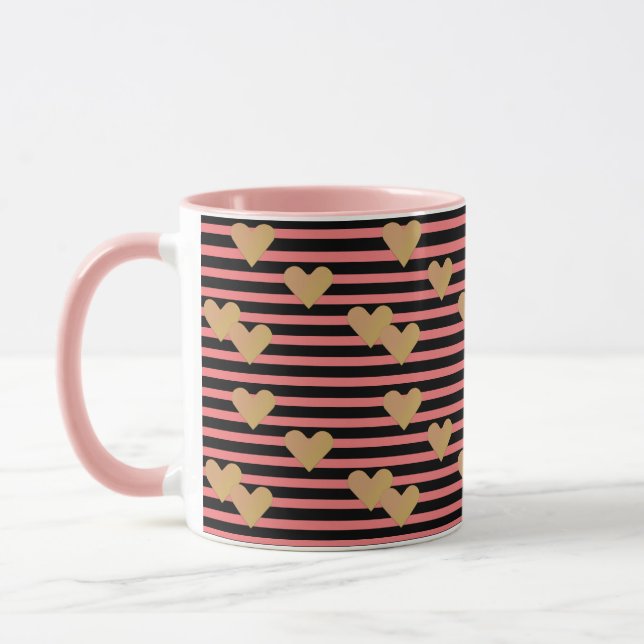 Taza Rayas rosadas y negras Valentine Mug (Izquierda)