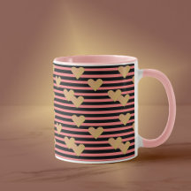 Rayas rosadas y negras Valentine Mug