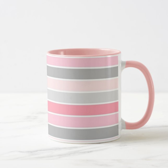 Taza Rayas rosas y grises (Derecha)