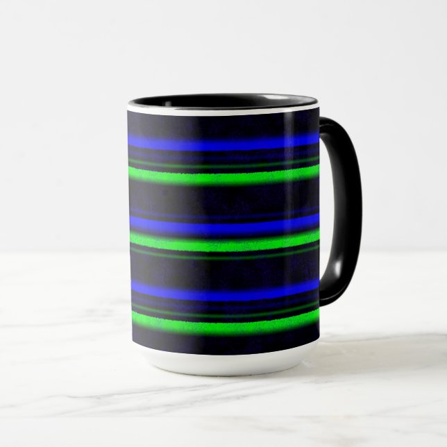 Taza Rayas verdes de color azul negro (Anverso derecho)