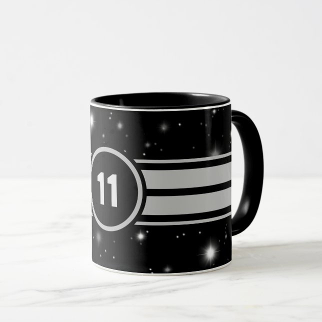 Taza Rayos de Carreras negro y plateado Starlight (Anverso derecho)
