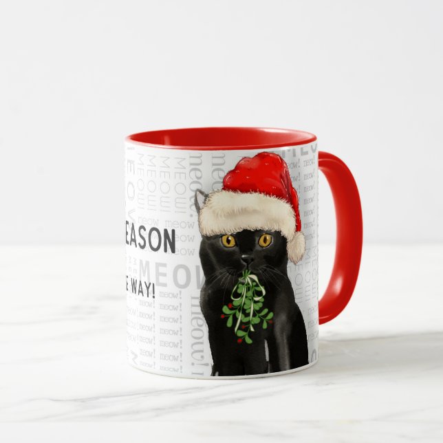 Taza Raza negra del gato navidad Bombay (Anverso derecho)