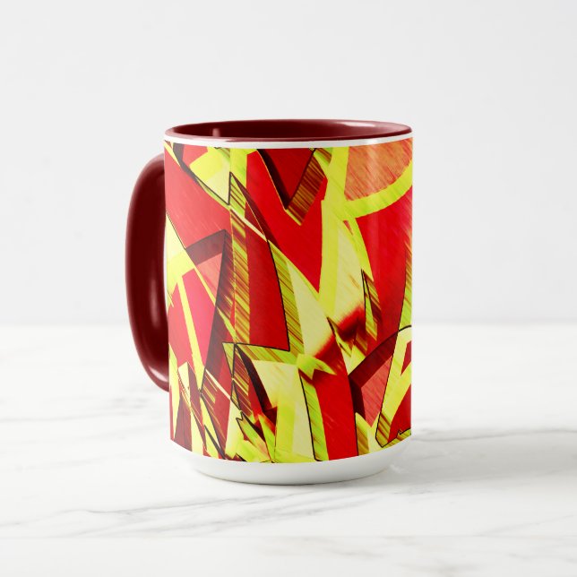 Taza Razas amarillas sobre la imagen roja, con llovizna (Anverso izquierdo)