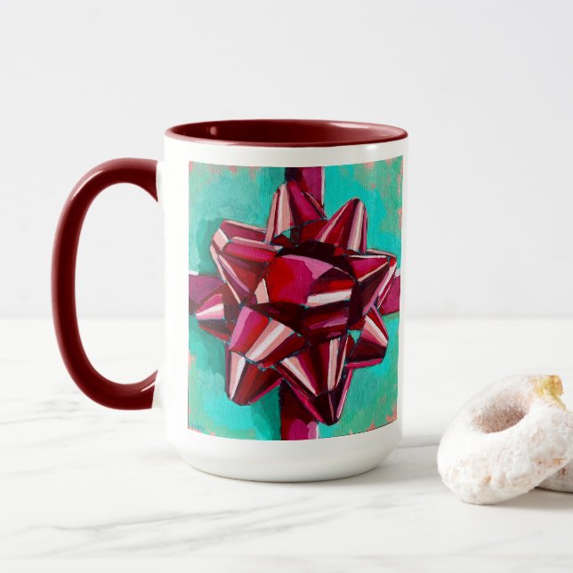 Taza Realistic Bow Painting - Holiday Decor (Con donut)