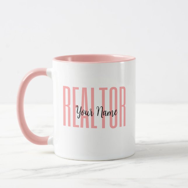 Taza Realtor de nombres personalizados Pink Mug (Izquierda)