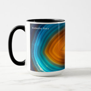 Taza Rebanada de Ágata Azul Moderna Dorada