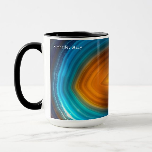 Taza Rebanada de Ágata Azul Moderna Dorada (Izquierda)