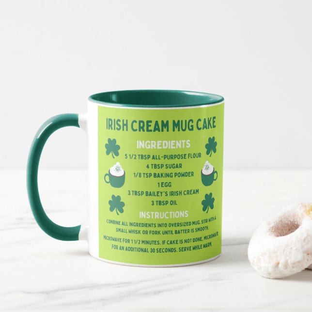 Taza Receta de tarta de crema irlandesa Mug Mug (Con donut)