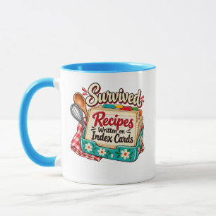 Taza Recetas Sobrevividas Escritas en Tarjetas de Índic