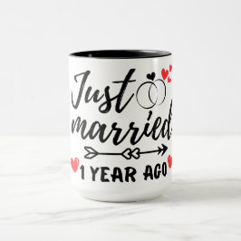 Taza Recién casado hace un año, primer aniversario Boda